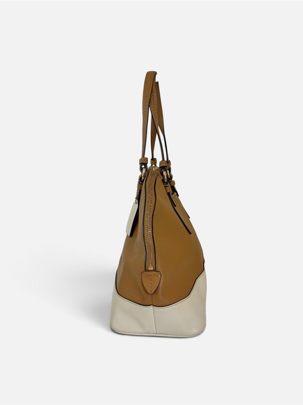 Coach Two-Tone Tan and Cream Dome Satchel - Picture 3 of 11